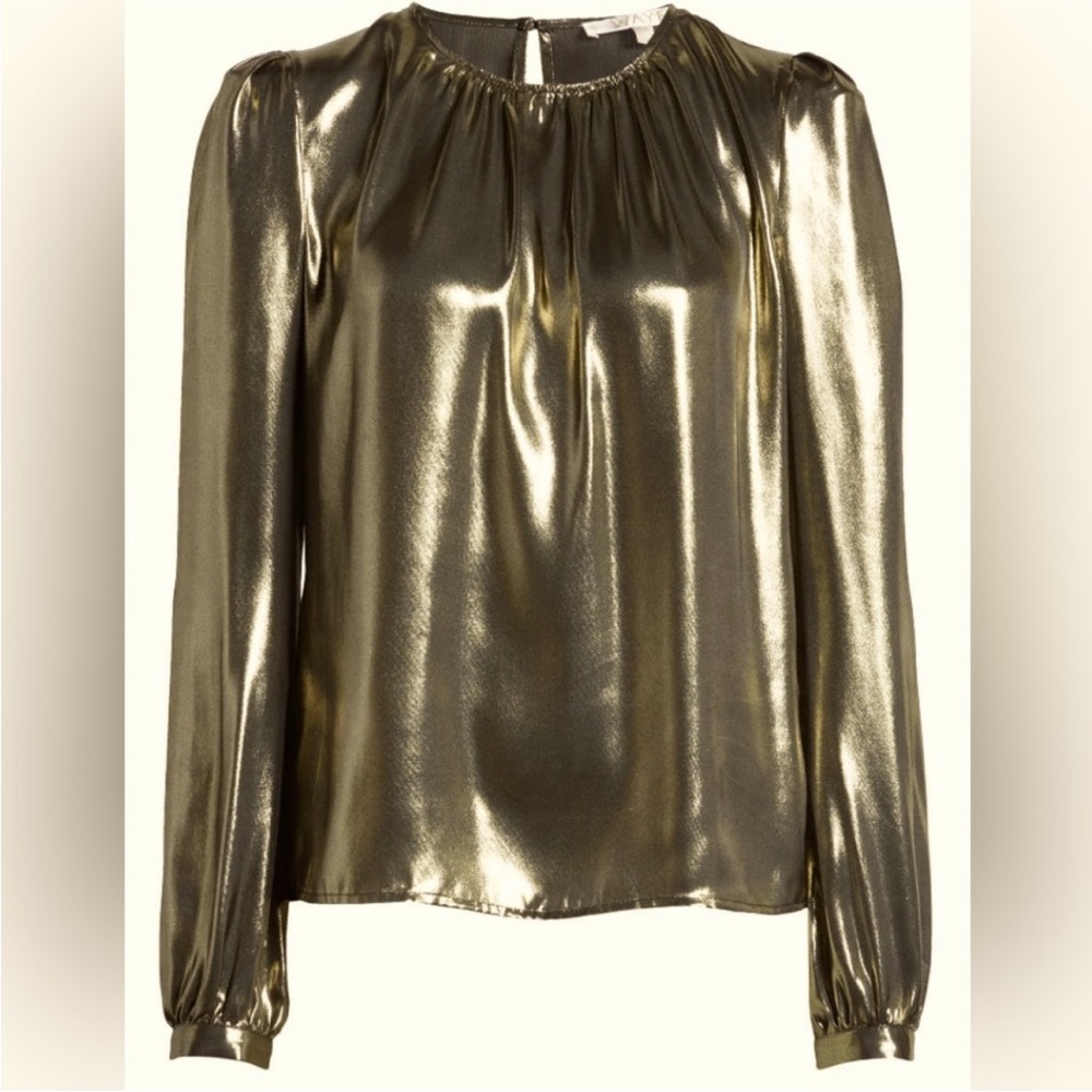 WAYF Josaline Gold Metallic Top